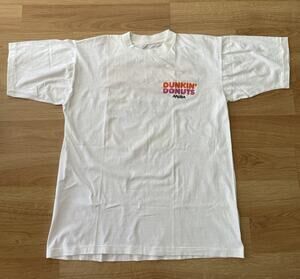 Vintage 90s Dunkin Donuts Aruba Coffee It's Worth the Trip Large White T-Shirt